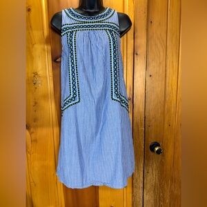 Vineyard Vines Striped Blue Embroidered Mini Dress